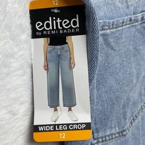 Edited by Remi Bader Women Light Wash Wide Leg Crop Jeans Size 12 NWT